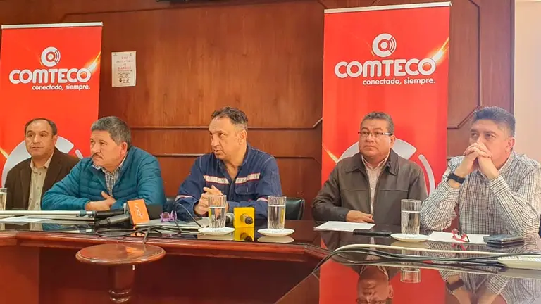 La directiva de Comteco esta ma&ntilde;ana en conferencia de prensa. Alejandro Orellana
