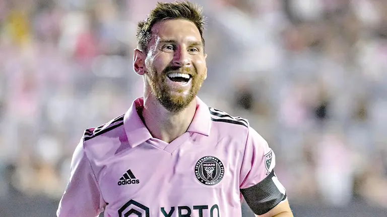 Lionel Messi festeja una conquista con su &ldquo;nueva casa&rdquo;, el Inter Miami./ EFE