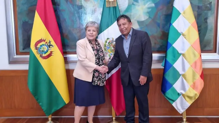 El vicepresidente David Choquehuanca junto a la canciller de M&eacute;xico, Alicia B&aacute;rcena. PRENSA VICEPRESIDENCIA DE BOLIVIA