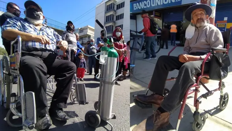Ancianos  en silla de ruedas bloquean la avenida Blanco Galindo. NO&Eacute; PORTUGAL