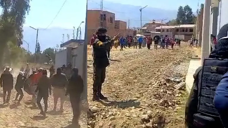 Pobladores de Tiquipaya y Colcapirhua se enfrentan en Sirpita. BLADIMIR ROCHA