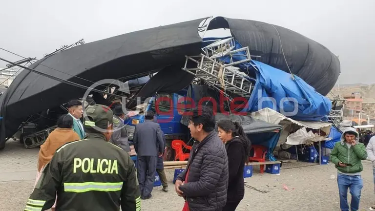 Escenario que fue afectado por los fuertes vientos en La Paz. URGENTE