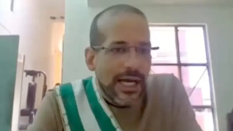 El gobernador de Santa Cruz, Luis Fernando Camacho, en la audiencia virtual./ CAPTURA VIDEO