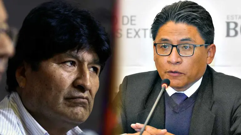 El expresidente Evo Morales y el ministro de Justicia Iv&aacute;n Lima./ ARCHIVO