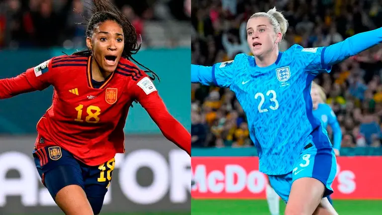 Jugadoras de Espa&ntilde;a e Inglaterra en partidos del Mundial. MARCA