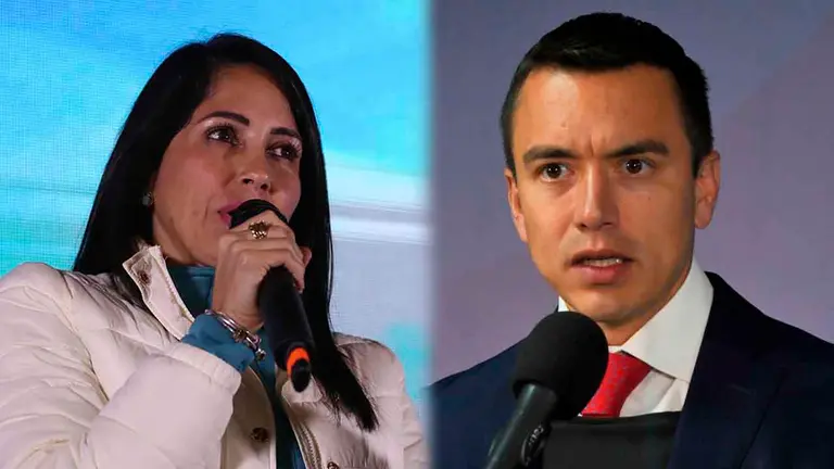 Luisa Gonz&aacute;les y Daniel Noboa, ambos candidatos a la presidencia de Ecuador. EFE