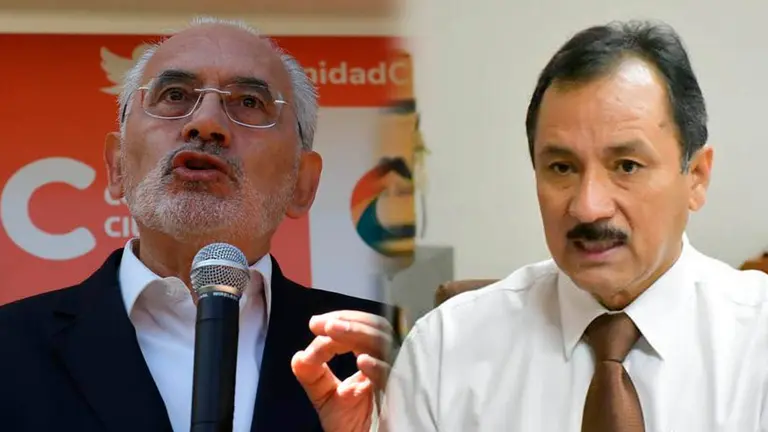 El l&iacute;der de Comunidad Ciudadana Carlos Mesa, el rector de la UAGRM Vicente Cu&eacute;llar. COMPOSICI&Oacute;N OPINI&Oacute;N