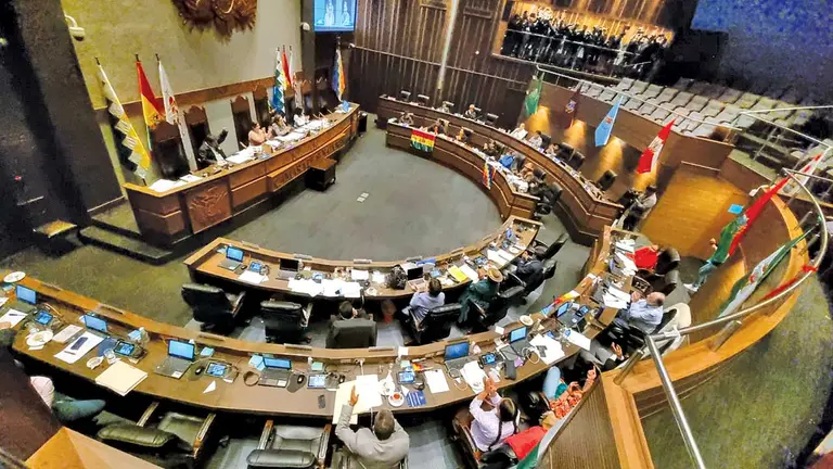 Una sesi&oacute;n de autoridades en la C&aacute;mara de Senadores./ ERBOL