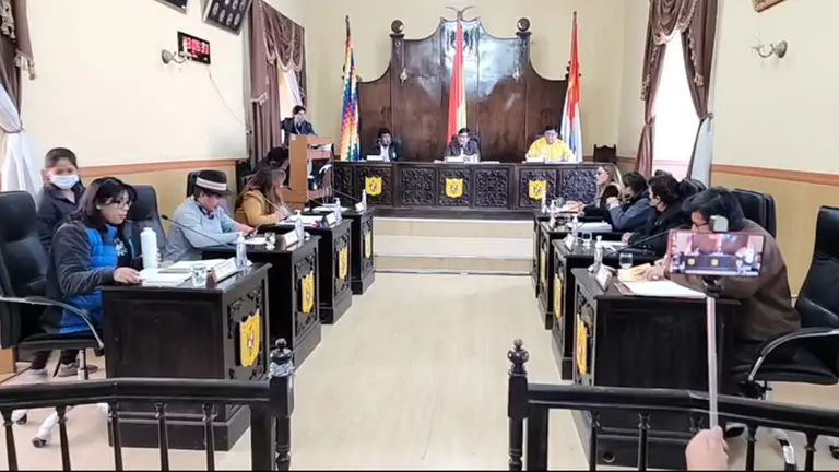 Sesi&oacute;n del Concejo Municipal de Potos&iacute;, este lunes./ CAPTURA DE VIDEO
