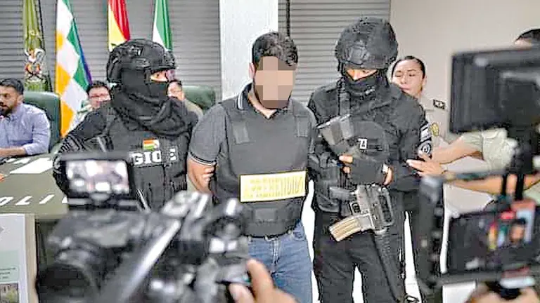 Kevin Germ&aacute;n B.M., presunto l&iacute;der de una organizaci&oacute;n dedicada al narcotr&aacute;fico./ MINISTERIO DE GOBIERNO