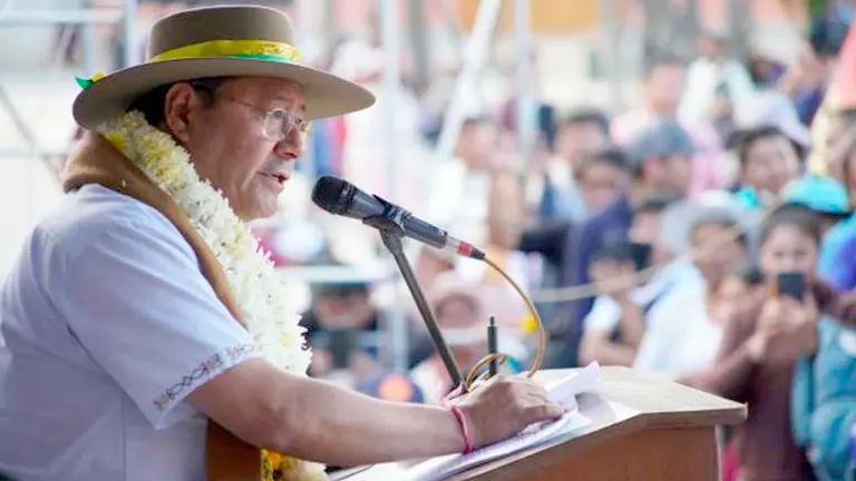 El presidente Luis Arce en el municipio de San Benito, Cochabamba./ OXIGENO.BO