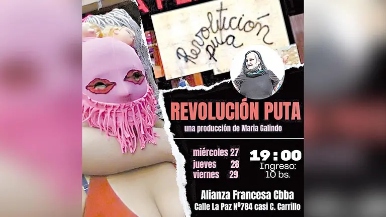Afiche de promoci&oacute;n del estreno del documental 
&ldquo;Revoluci&oacute;n puta&rdquo;, en Cochabamba./ RRSS