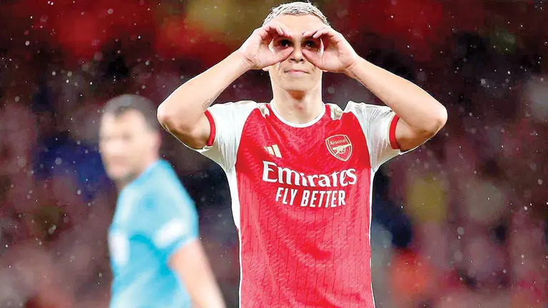 Trossard festeja una conquista para el Gunner./  INSTAGRAM FC ARSENAL