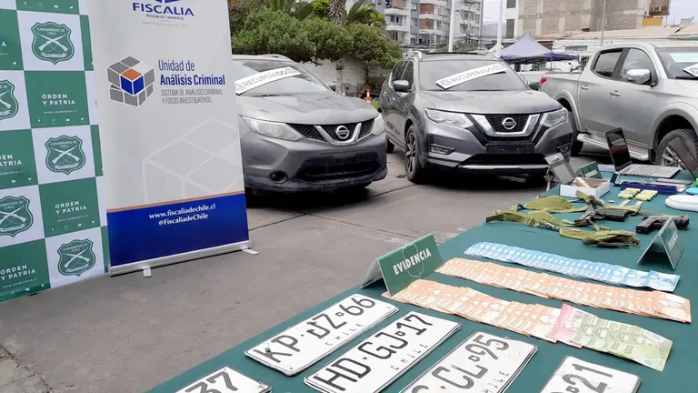 Los vehículos recuperados por la Fiscalía de Chile./ FISCALIA DE TARAPACA