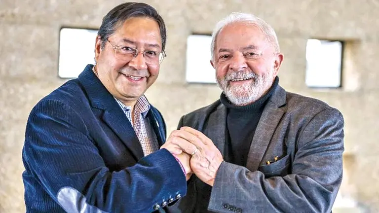 Los presidentes Luis Arce e In&aacute;cio Lula da Silva./ ABI