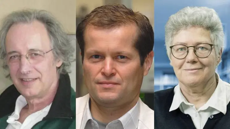 Pierre Agostini (i), Ferenc Krausz y Anne L'Huillier. Universidad Estatal de Ohio, Instituto Max Planck de &Oacute;ptica Cu&aacute;ntica y Fundaci&oacute;n BBVA