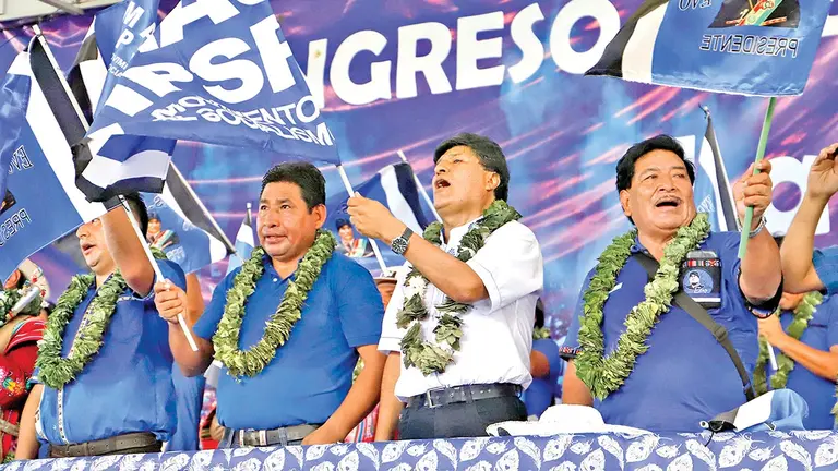 Evo Morales en el Congreso del MAS, este 3 de octubre./ APG