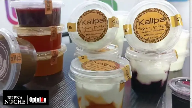 Diferentes presentaciones del yogurt griego de Kallpa. CAPTURA DE VIDEO