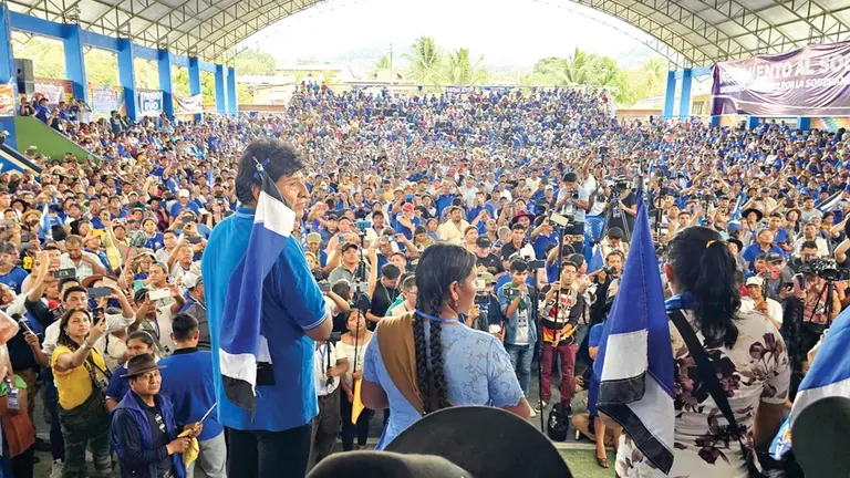 El jefe nacional del MAS, Evo Morales, durante el Congreso realizado en Lauca &Ntilde;./ MAS-IPSP