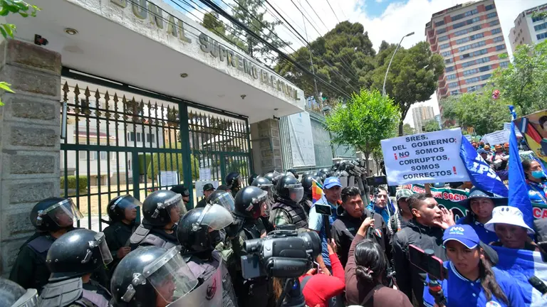 Protestas en La Paz, en esta jornada. APG