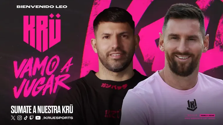 imagen de presentaci&oacute;n de Messi en Kr&uuml; Esports. Redes de Kr&uuml; Esports.