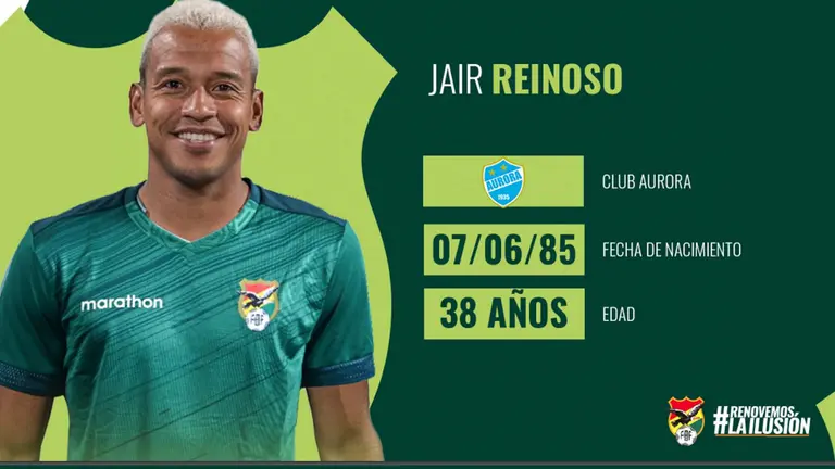 El delantero Jair Reinoso, jugador de Aurora./ FBF