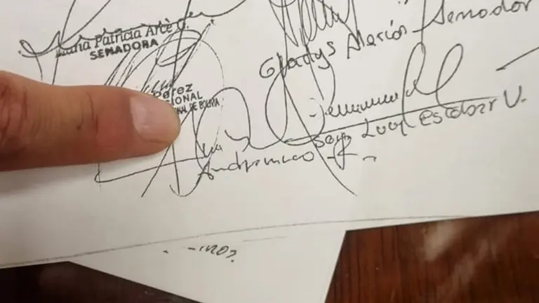 Parte inferior del documento firmado ayer. TOMADA DE ERBOL