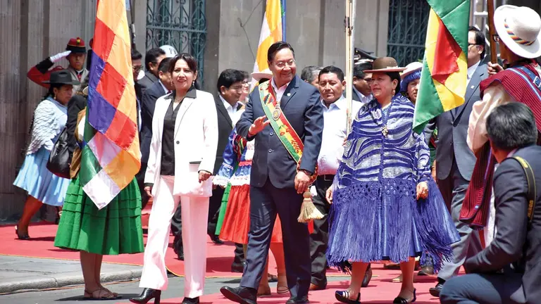 El presidente Luis Arce, cuando se dirig&iacute;a a la Asamblea Legislativa Plurinacional./ ABI