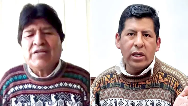 El jefe nacional del MAS, Evo Morales (i) y el vocal del TSE Tahuichi Tahuichi./ ERBOL