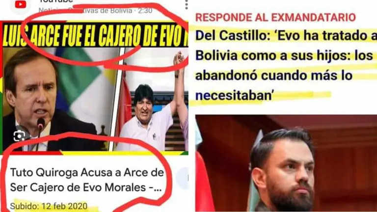 Los recortes con los que "Tuto" Quiroga hace alusi&oacute;n a las fricciones del MAS.  RRSS