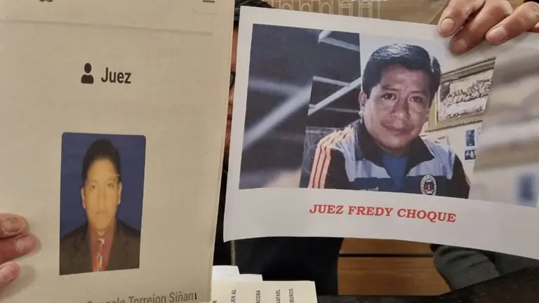 El diputado Cabezas mostr&oacute; la imagen del juez Choque./ TOMADA DE ERBOL