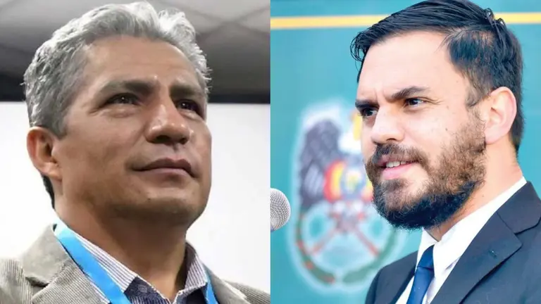 El ministro de Gobierno, Eduardo Del Castillo(d); y, su par de Defensa, Edmundo Novillo (i).