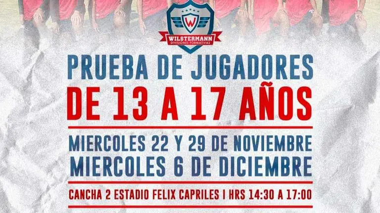 Convocatoria de Wilstermann para prueba de jugadores. Wilstermann Divisiones Formativas