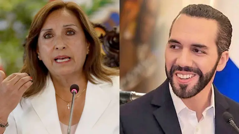 La presidenta del Perú, Dina Boluartel y el presidente de El Salvador, Nayib Bukele./ ARCHIVO