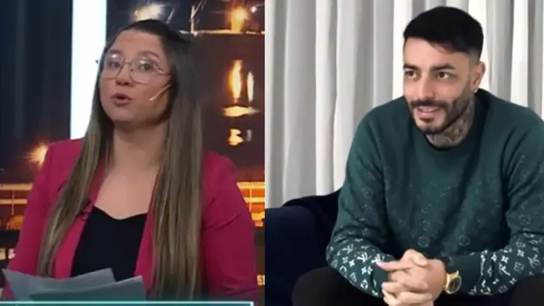 Patricia Mart&iacute;n, periodista que entrevist&oacute; a Sebasti&aacute;n Marset. Del otro lado, el capo narco. CAPTURA DE VIDEO SANTO Y SE&Ntilde;A
