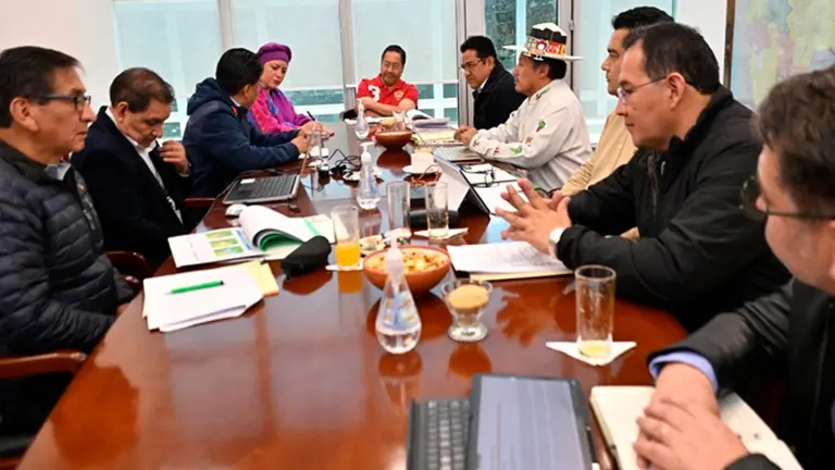 El Gabinete de Tierras en reuni&oacute;n con el presidente Luis Arce. LAC