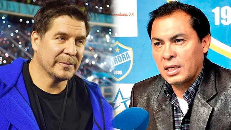 Los presidentes de Bol&iacute;var y Aurora, Marcelo Claure y Jaime Cornejo respectivamente. COMPOSICI&Oacute;N OPINI&Oacute;N