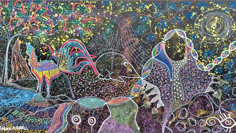 La obra de arte adquirida de la artista ind&iacute;gena de Brasil Jaider Esbell./ CLAR&Iacute;N