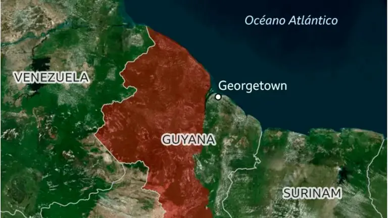 Imagen referencial sobre la disputa entre Venezuela y Surinam./ CAPTURA DE BBC