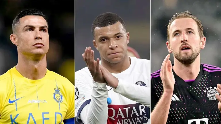 Cristiano Ronaldo, Kylian Mbappé y Harry Kane./ INFOBAE