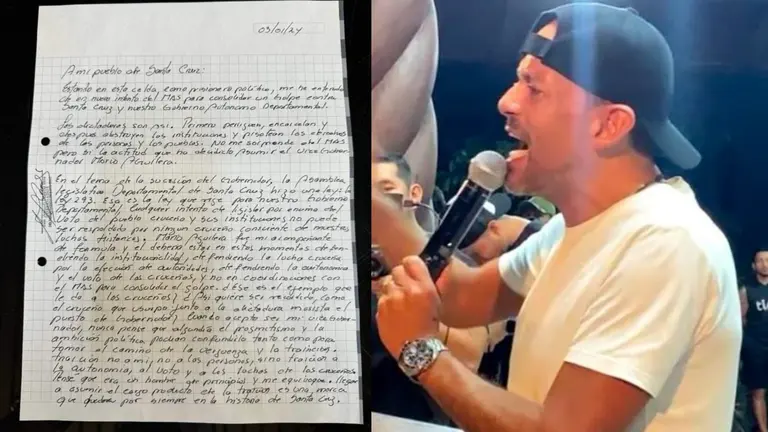 La carta escrita desde la prisi&oacute;n, en Chonchocoro, por Luis Fernando Camacho. RRSS