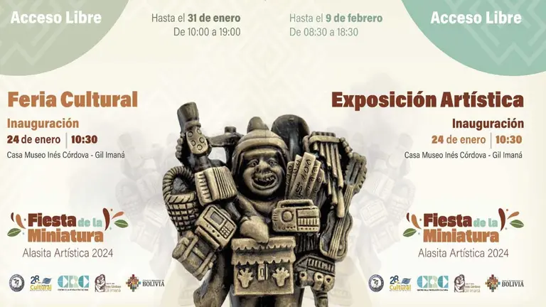 Fiesta de la Alasita, será presentada en una muestra en la Casa Museo Inés Córdova-Gil Imaná entre el 24 de enero y 9 de febrero.