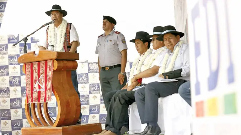 El presidente Luis Arce durante un acto en la ciudad de Cochabamba./ ABI