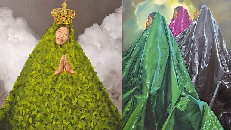 El artista aimara boliviano Cristian Laime ya lleva varios d&iacute;as exponiendo sus obras en Par&iacute;s./ CRISTIAN LAIME