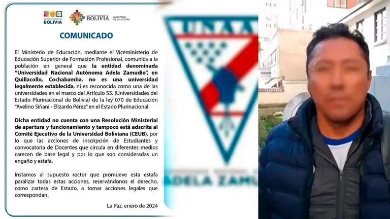 Comunicado del ministerio y rector de dicha universidad. 