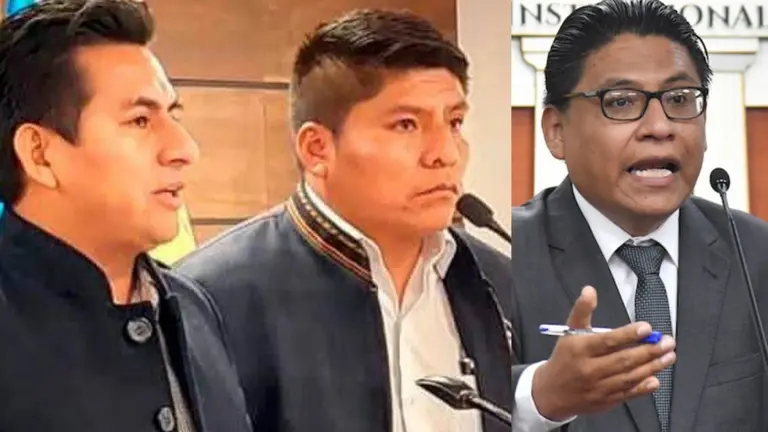 Los asamble&iacute;stas Gualberto Arispe y Leonardo Loza. Del otro lado, el ministro Iv&aacute;n Lima. ARCHIVO