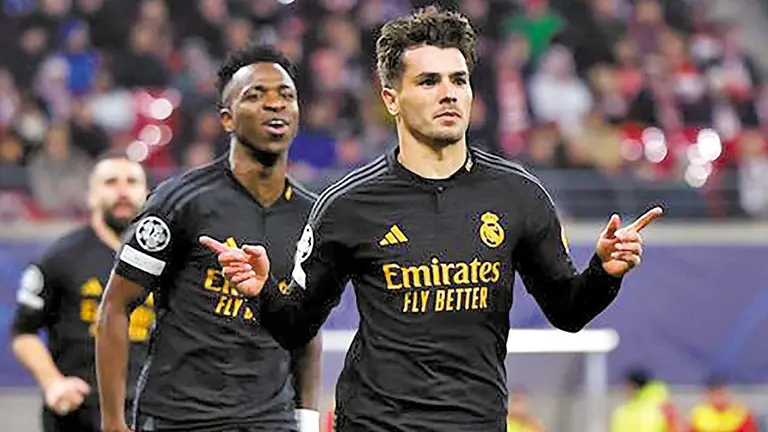 El jugador Brahim Díaz celebra el gol anotado./ REAL MADRID