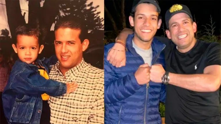 El gobernador cruce&ntilde;o, Luis Fernando Camacho Vaca junto a su hijo, Luis Fernando Camacho Parada en dos fotograf&iacute;as publicadas por el ex l&iacute;der c&iacute;vico cruce&ntilde;o en sus RRSS.