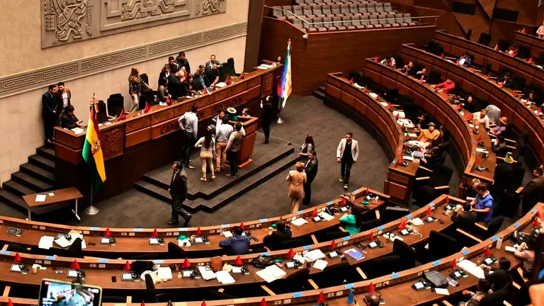El hemiciclo de la C&aacute;mara de Diputados minutos antes del conflicto este jueves. APG