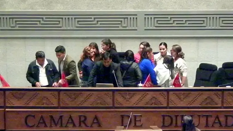 Momentos de tensión en la testera de la Cámara de Diputados./ CAPTURA VIDEO